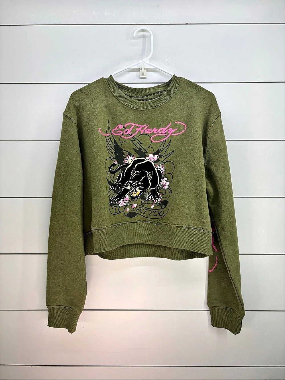 Ed Hardy Graphic Cropped Sweatshirt